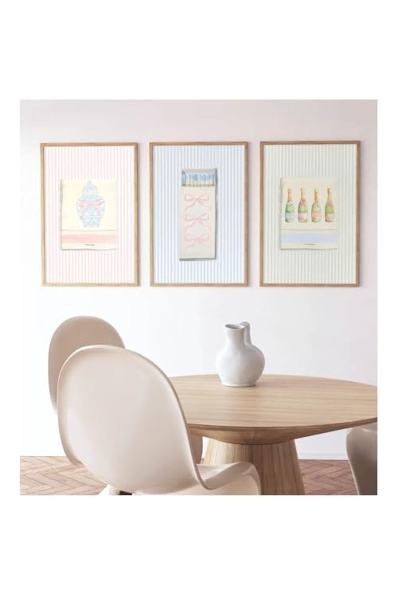 Baccone Trendy Matchbox Wall Art Set of 3 Vintage Aesthetic Canvas Wall Decor - Image 3