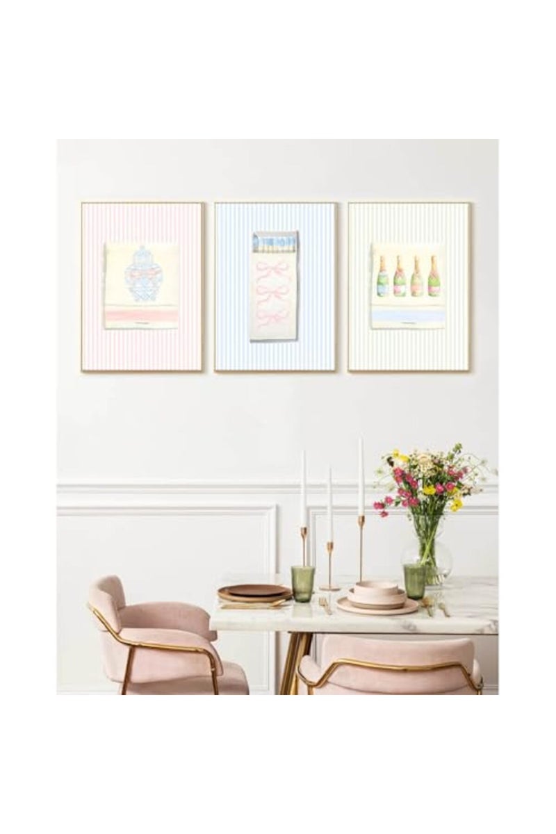 Baccone Trendy Matchbox Wall Art Set of 3 Vintage Aesthetic Canvas Wall Decor - Image 5