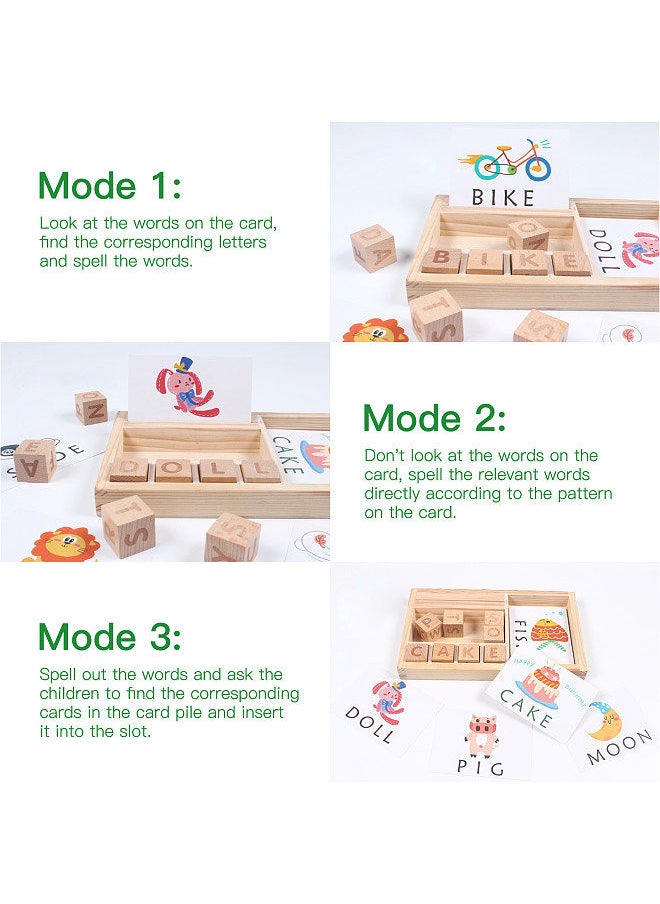 Generic - Wooden Spelling Words Game Matching Letter Game Alphabet Learning Game Montessori Puzzle STEM Early Educational Toy for Age 4-6 Boys & Girls - Image 1