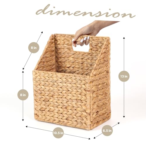 SIEUSALEVN Wicker Hanging Storage Basket (10,5"Lx6,5"Wx13"H), Set of 2 Wall Baskets, Water Hyacinth Baskets, Wall Decor Hyacinth Basket Hanging for Organizing Files, Mails, Books, Accessories - Image 2