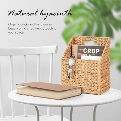 SIEUSALEVN Wicker Hanging Storage Basket (10,5"Lx6,5"Wx13"H), Set of 2 Wall Baskets, Water Hyacinth Baskets, Wall Decor Hyacinth Basket Hanging for Organizing Files, Mails, Books, Accessories - Image 5