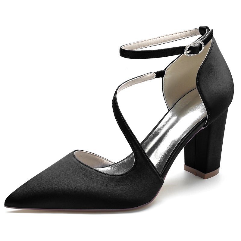 2025 Thick Heel Pointed Toe Strap Wristband Wedding Shoes Bridal Shoes Bridesmaid Shoes 212014-102 - Image 1