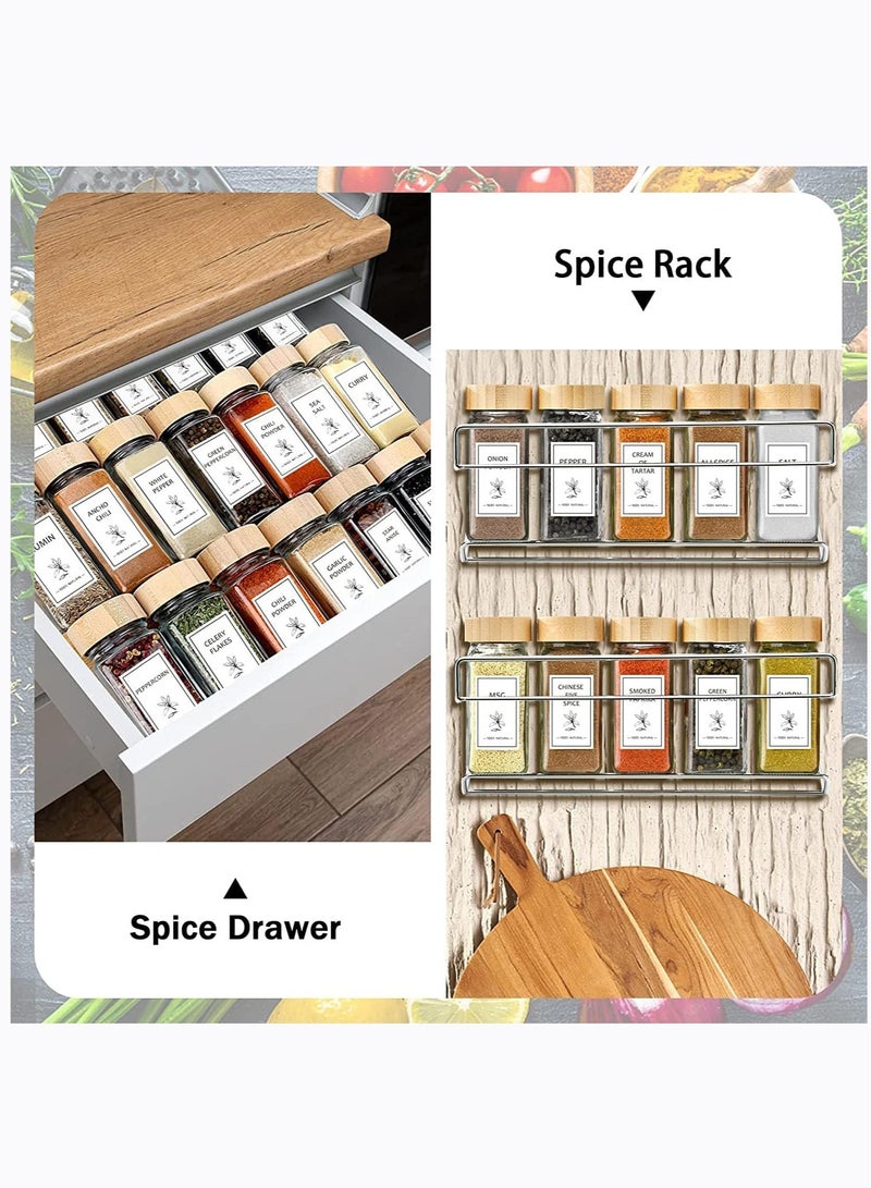 Spice Jars with Labels, 4 oz Glass Spice Jars with Lids, Spice Box set with Stickers, Collapsible Funnel, Pens (24 PCS Bamboo Lid) (24 PCS Bamboo Lid) - Image 5