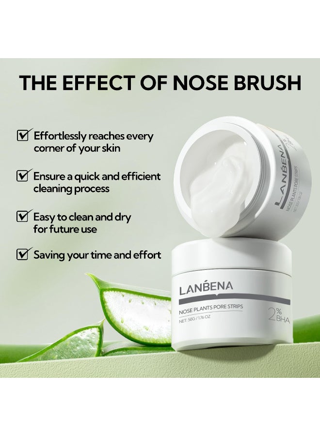 لان بينا مزيل الرؤوس السوداء الجديد 2.0، شرائط مسام الأنف النباتية، قناع تقشير عميق التنظيف مع حمض الساليسيليك، طين أبيض أمازوني، 60 قطعة من شرائط الأنف لإزالة الرؤوس السوداء من الوجه 30 جم - Image 5