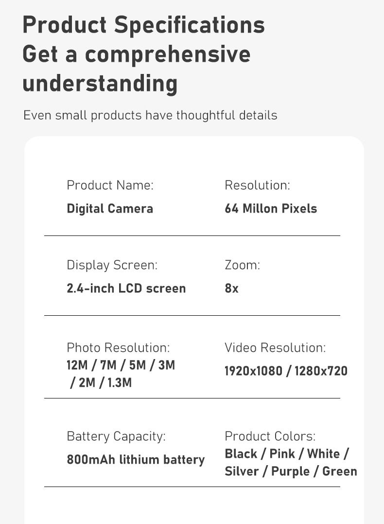 Generic Digital Camera, 4K Digital Camera with 32GB SD Card, 64MP Point-and-Shoot Digital Camera for Photography, Vlogging Camera for Video Camera, Compact Camera with 18x Zoom, Travel Camera  - Image 4