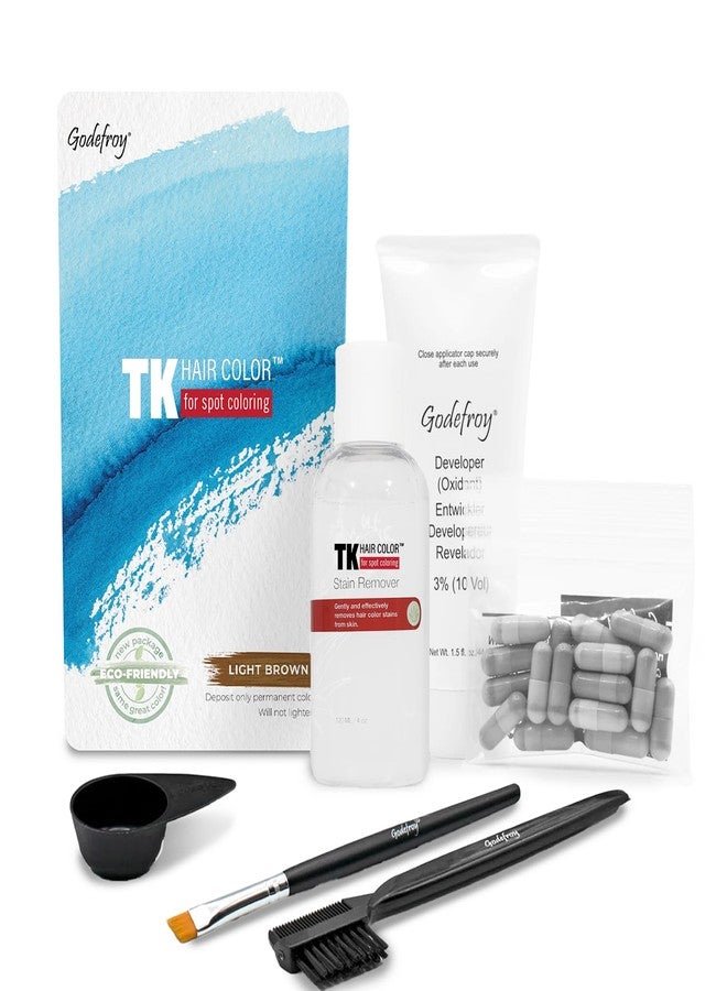 جودفروي مجموعة صبغة الشعر جودفروي TK 20 مع مزيل بقع الصبغة (113 مل)، تغطية كاملة لجذور الشعر الرمادي، نتائج بجودة صالونات التجميل - بني فاتح - Image 1