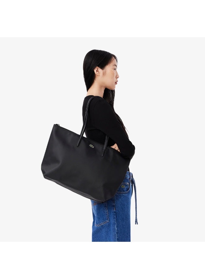 لاكوست مفهوم لاكوست للمرأة L12.12 الأزياء متعددة الاستعابات سعة كبيرة الحجم سحابة اليد حقيبة الكتف حقيبة حقيبة كبيرة الأسود الكبير 45cm * 30cm * 12cm - Image 2