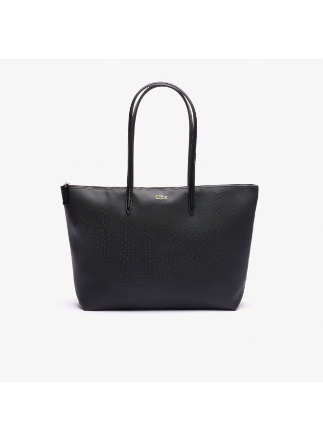 لاكوست مفهوم لاكوست للمرأة L12.12 الأزياء متعددة الاستعابات سعة كبيرة الحجم سحابة اليد حقيبة الكتف حقيبة حقيبة كبيرة الأسود الكبير 45cm * 30cm * 12cm - Image 4