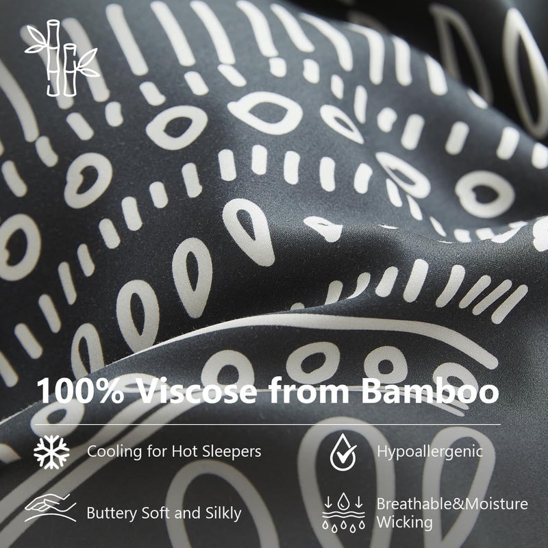 Simple&Opulence Boho Cooling Duvet Cover Set, 3Pcs Aztec Luxury Tribal Geometric Pattern Comforter Cover Set, Soft Breathable Bedding for Hot Sleepers(Black, Queen) - Image 3
