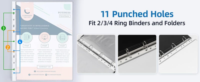 Sheet Protectors, U Shape, A4, 50 Micron, 100 Pcs/Pack - Image 1