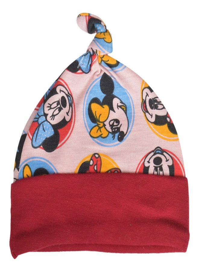 Mummamia Unisex Mickey & Friends Print Cap with Booties and Mittens (Red, 0-6 Months) - Image 5