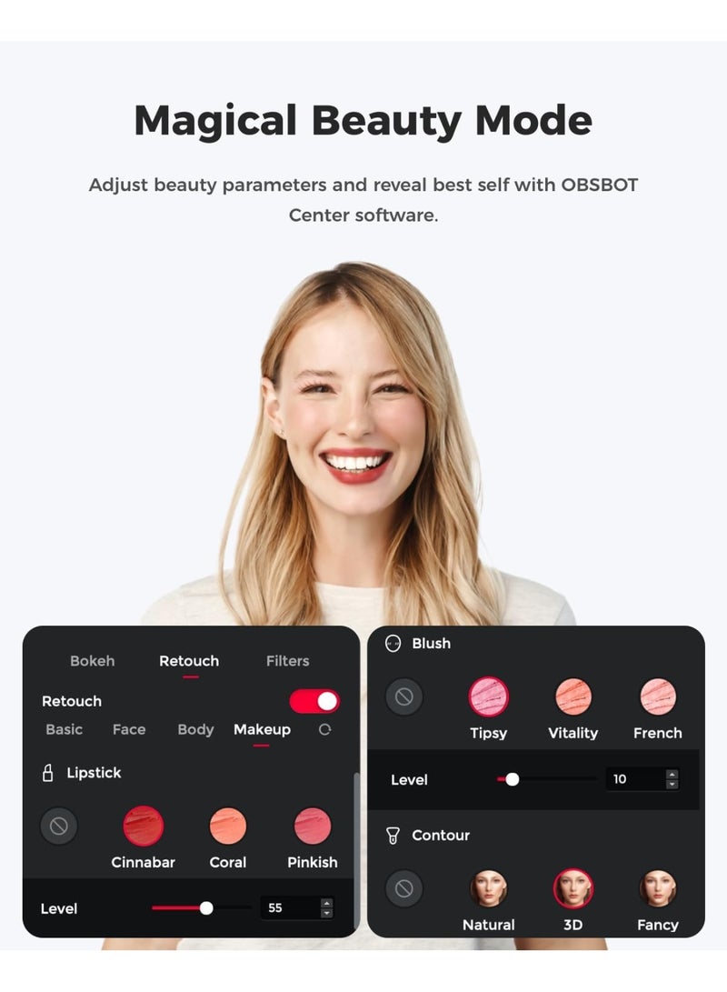 OBSBOT كاميرا ويب Meet 2-4K لجهاز الكمبيوتر باللون الأخضر الشفاف، صغيرة الحجم، قوية في الرؤية - Image 4