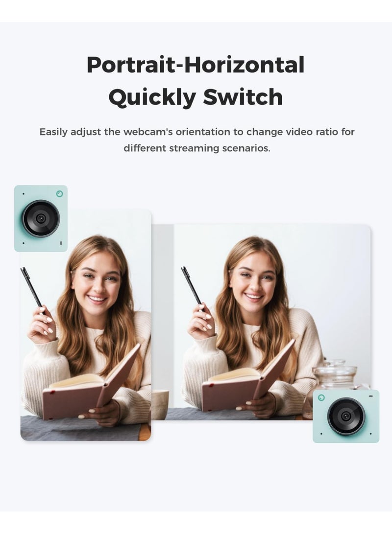 OBSBOT كاميرا ويب Meet 2-4K لجهاز الكمبيوتر باللون الأخضر الشفاف، صغيرة الحجم، قوية في الرؤية - Image 2