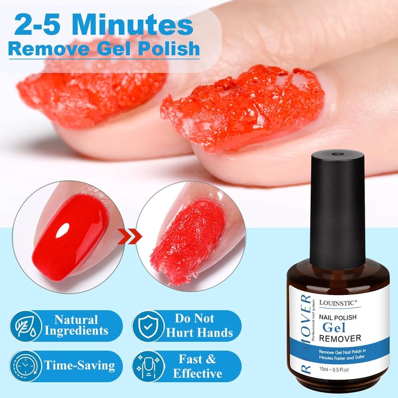 LOUINSTIC Gel Polish Remover, Gel Remover Kit Includes Cuticle Oil for Nail & Nail Polish Remover Tool No Soaking or Wrapping Removes Gel Polish in 2-5 Minutes - Image 2