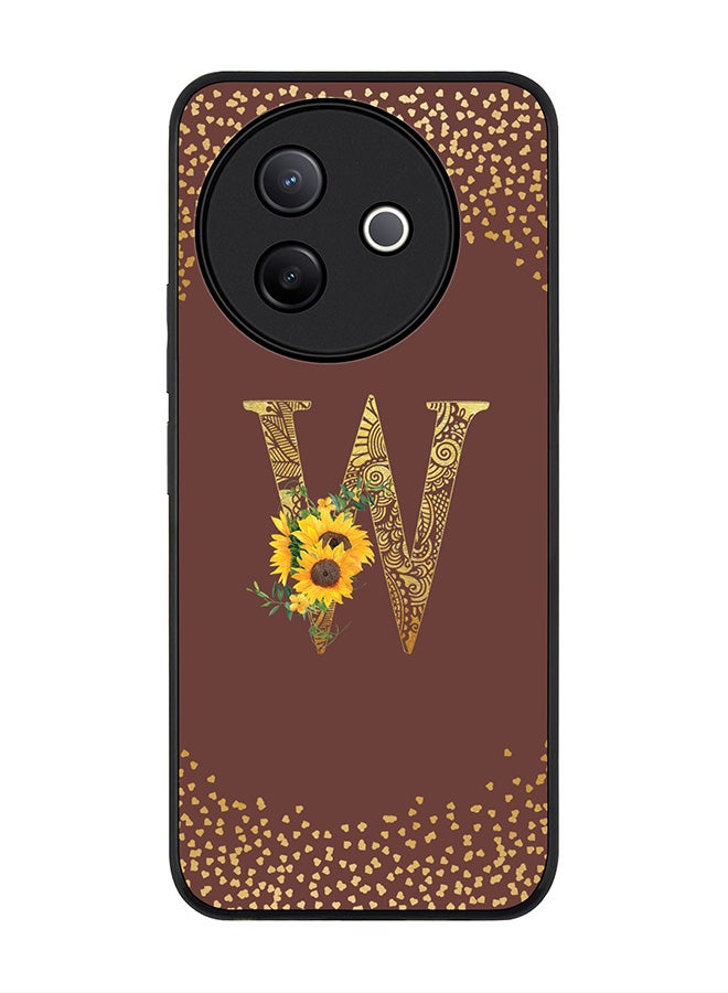 Stylizedd For Vivo Y39 5G / vivo Y300i 5G Case,Slim fit Camera Protection, Shockproof Thin Phone cover  - Custom Floral Monogram - W  (Brown ) - Image 1