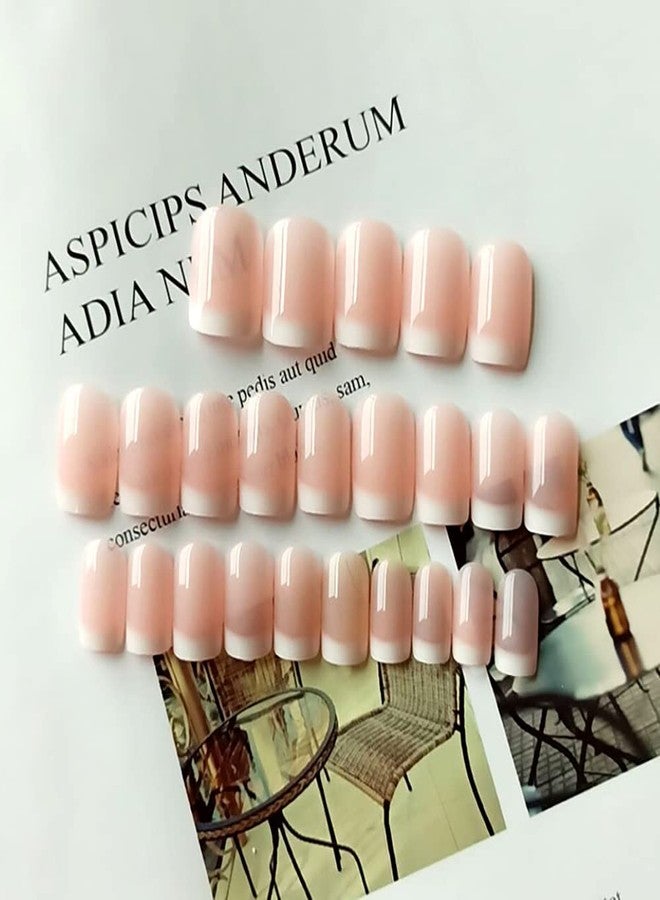 Obtheleg Fake Nails Short Press On Nails 24 Pcs Nail Kit Stick On Nails Jelly Glue on False Nails for Women - Image 4