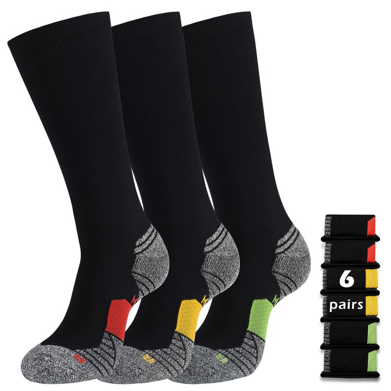 WANDER 3-6 Pairs Men's Athletic Run Cushion Over-the-Calf Tube Socks - Image 1