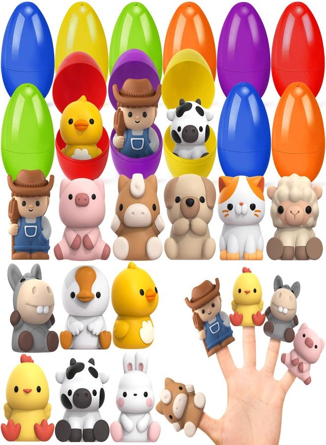 AuroTops 12 PCS Easter Eggs with Finger Puppets, Easter Basket Stuffers with Toys Inside for Hunt Easter Goodie Bag Fillers Classroom Prize Rewards, Easter Party Favors for Kids Boys Girls - Image 1