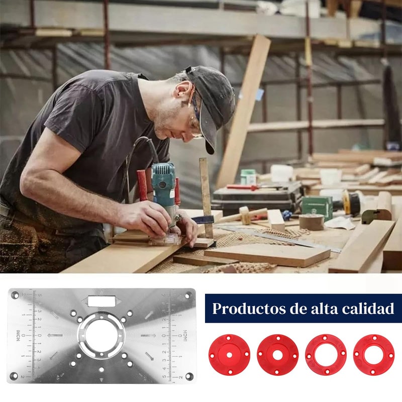Serplex Serplex Router Table Insert Plate Carpenter Tools Aluminum Router Plate for Woodworking Table Top Insert Mounting Plate Wood Tools Trimming Milling Machine with Accessories  - Image 4