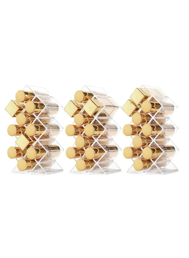 Excefore Lipstick Holder Organizer,  3 Pack Clear Lip Gloss Organizers Storage Box, 48 Spaces Acrylic Stackable Fish Shape Lipsticks Tower Lipgloss Display Stand  - Image 1