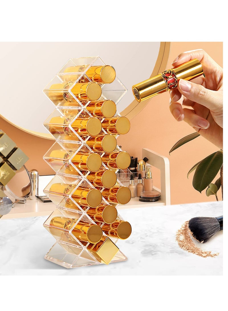 Excefore Lipstick Holder Organizer,  3 Pack Clear Lip Gloss Organizers Storage Box, 48 Spaces Acrylic Stackable Fish Shape Lipsticks Tower Lipgloss Display Stand  - Image 5