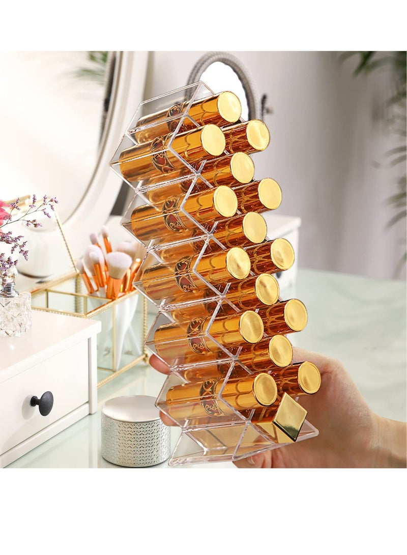 Excefore Lipstick Holder Organizer,  3 Pack Clear Lip Gloss Organizers Storage Box, 48 Spaces Acrylic Stackable Fish Shape Lipsticks Tower Lipgloss Display Stand  - Image 2