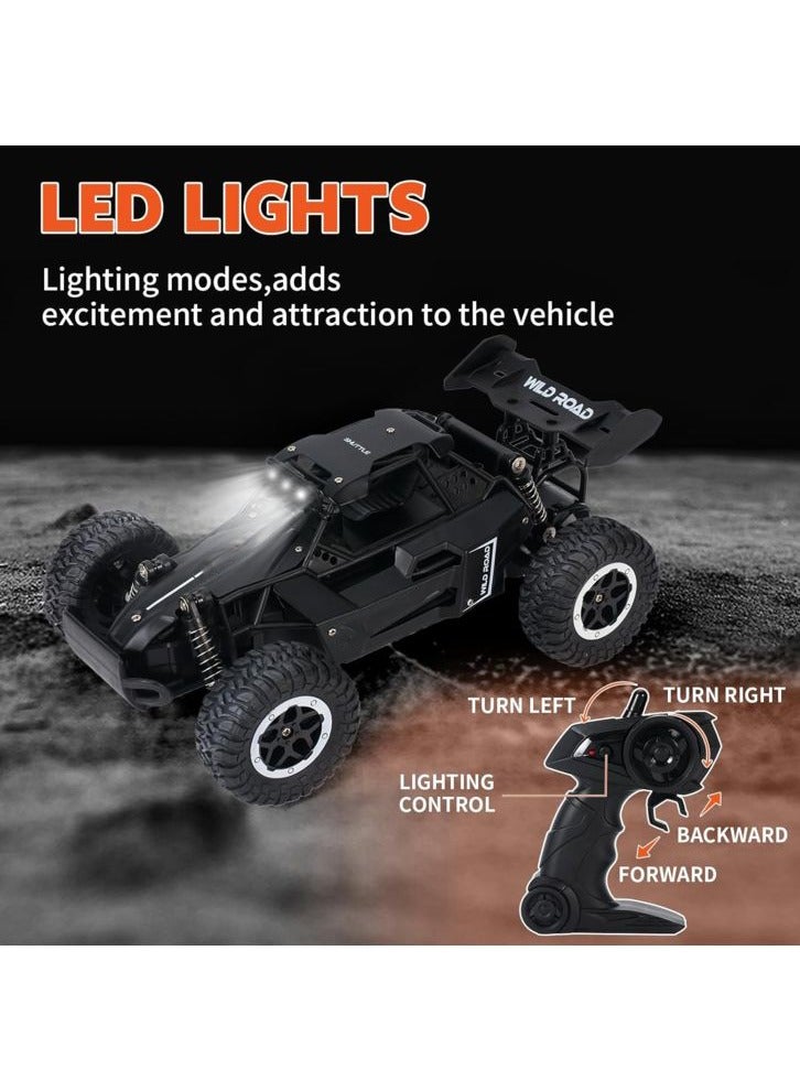 HALAMODO 1:16 RC Alloy High-Speed Car Model, 2.4G Off-Road Monster Truck, Racing Toy With Lights, Perfect Gift For Boys Kids Birthday ，Black，26 cm*13 cm*16 cm - Image 4