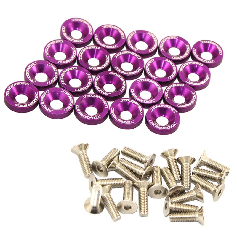 JDMSPEED 20 Pcs Purple CNC Billet Aluminum Fender Washer Engine Bay Dress Up Kit - Image 3