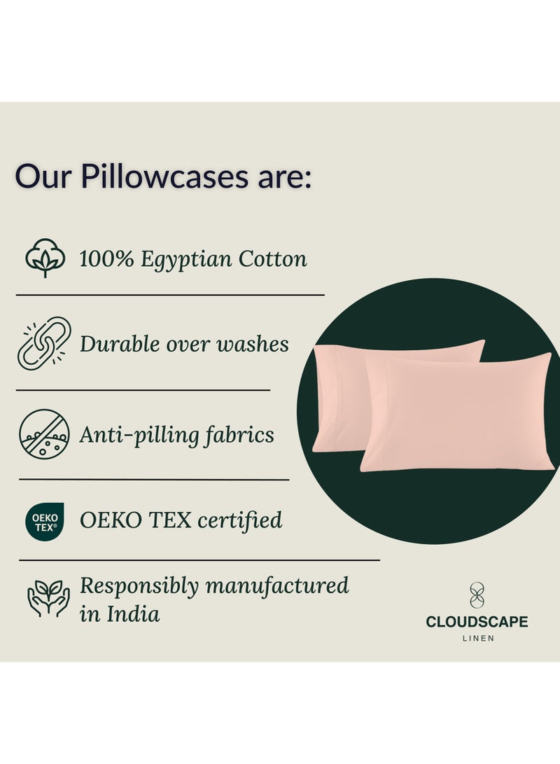كلاود سكيب لينين Cloud Scape Linen 600 Thread Count Egyption Cotton 2 Pillowcases Set (Standard, Sepia Rose) - Image 3