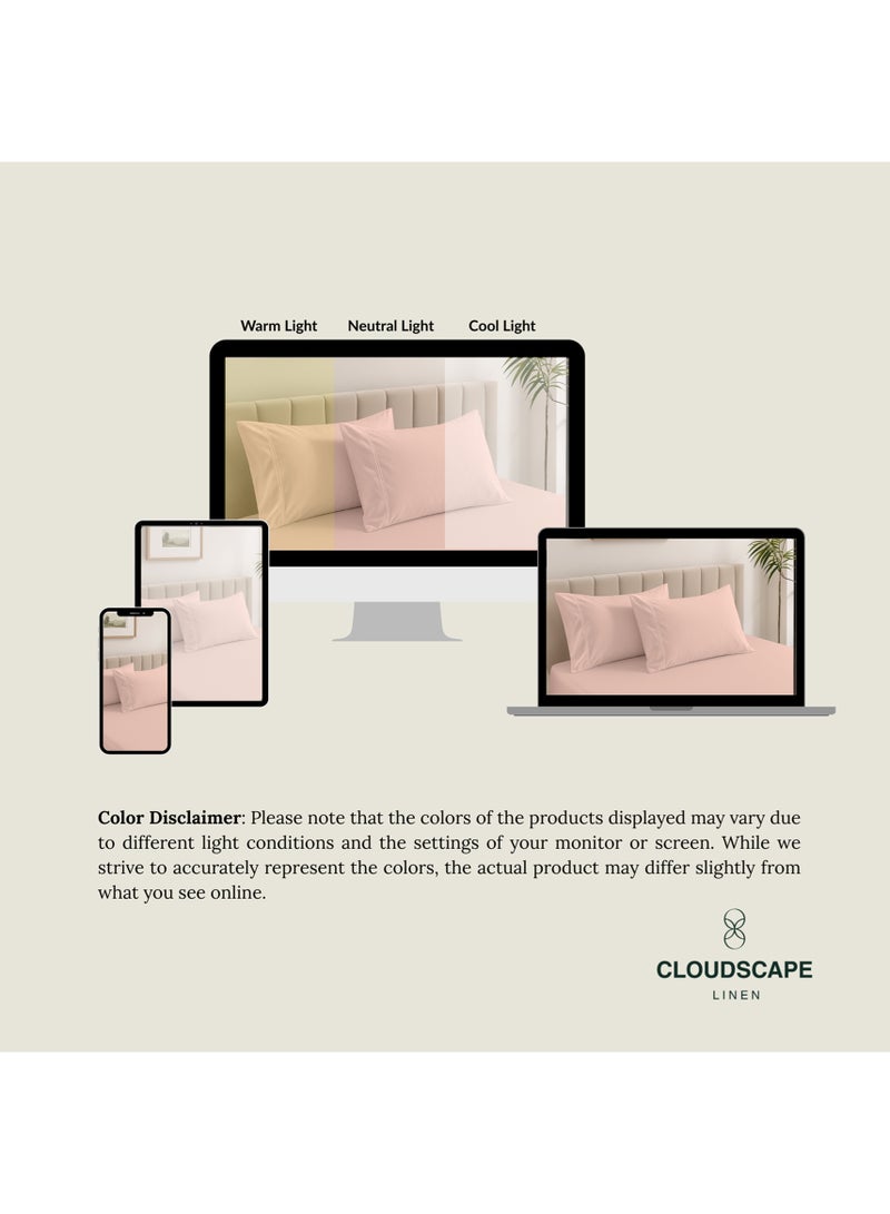 كلاود سكيب لينين Cloud Scape Linen 600 Thread Count Egyption Cotton 2 Pillowcases Set (Standard, Sepia Rose) - Image 5