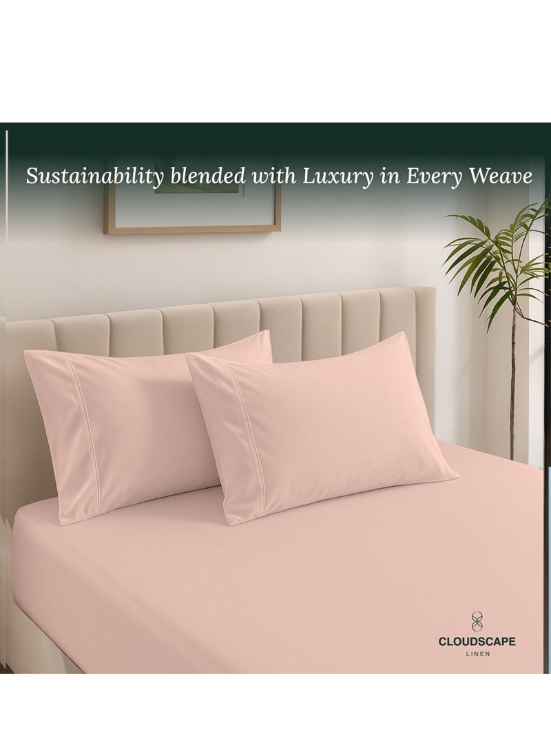 كلاود سكيب لينين Cloud Scape Linen 600 Thread Count Egyption Cotton 2 Pillowcases Set (Standard, Sepia Rose) - Image 4