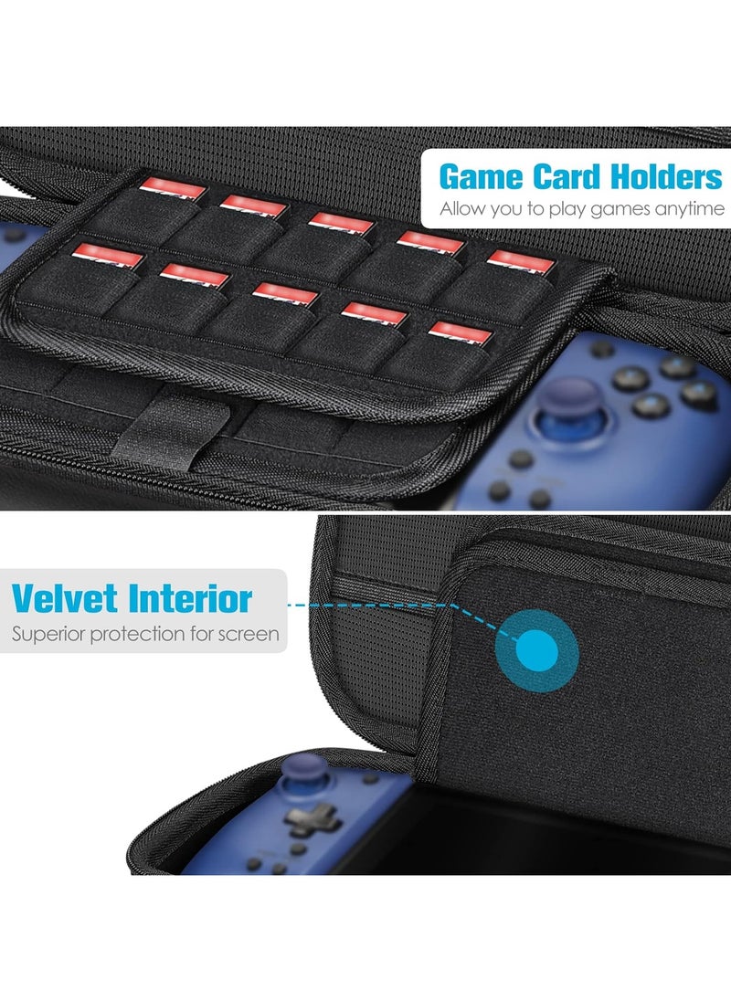 General - Case for Nintendo Switch / Switch OLED Model Hori Split Pad Pro with Handheld Controller, [Shock Proof] Hard-Shell Carrying Case with 30 Playing Card Holders and Internal Mesh Pouch - Image 1