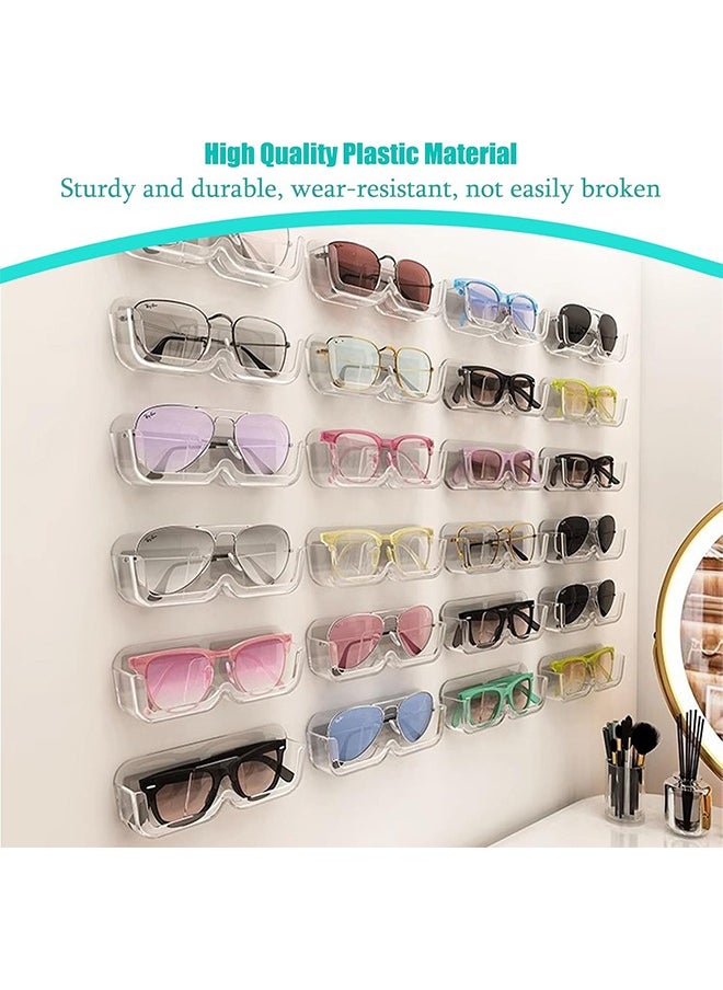2-Piece Eyeglass Storage Rack, Wall-mounted Punch-Free Glasses Storage Holder Shelf, Sunglasses Display Stand(Clear)