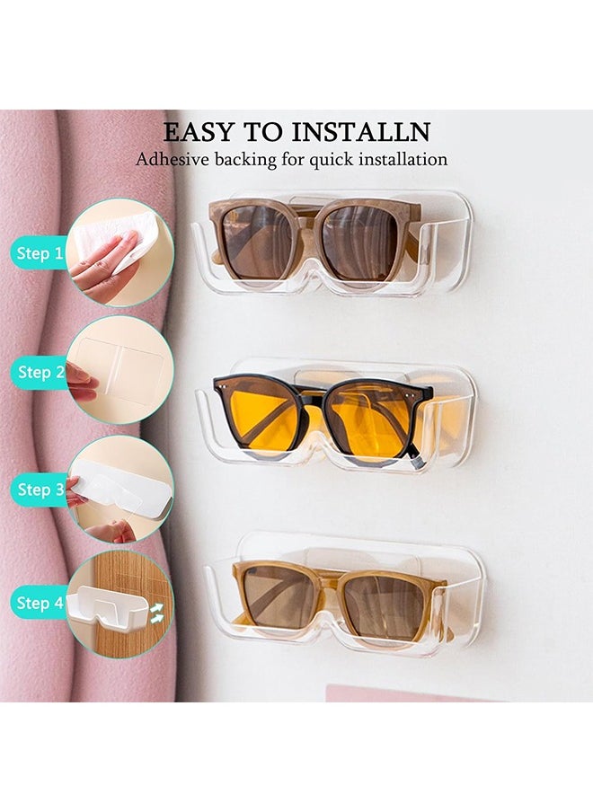 2-Piece Eyeglass Storage Rack, Wall-mounted Punch-Free Glasses Storage Holder Shelf, Sunglasses Display Stand(Clear)