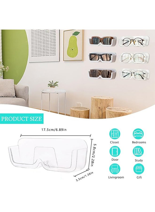 2-Piece Eyeglass Storage Rack, Wall-mounted Punch-Free Glasses Storage Holder Shelf, Sunglasses Display Stand(Clear)