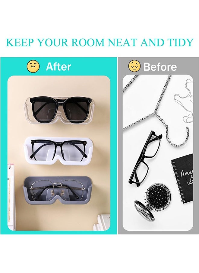 2-Piece Eyeglass Storage Rack, Wall-mounted Punch-Free Glasses Storage Holder Shelf, Sunglasses Display Stand(Clear)