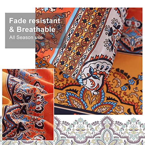 Cottolester Boho Comforter Set Queen Size 8 Piece Bed in a Bag Burnt Orange Paisley Fall Comforter and Sheet Set Bohemian Striped Bedding Set,Soft Microfiber Complete Bedding Set - Image 4