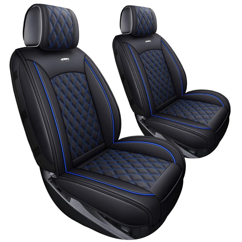 Aierxuan Chevy Silverado GMC Sierra Car Seat Covers Pickup Trail Boss Z71 Custom Fit 20072025 1500 2500HD 3500HD Crew Double Extended Cab Waterproof Leather Cushions 2 PCS Front BlackBlue