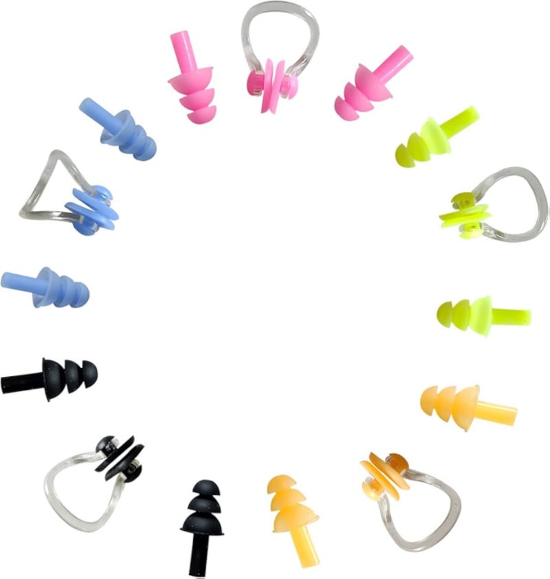 RR Sports Swimming Silicone Ear Plugs Nose Clip Set Black Blue Orange Green Pink Color Will Be Randomly Sent