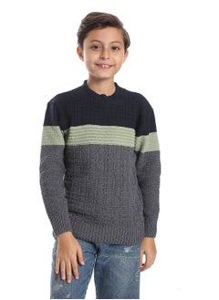 Wool Boys Pullover With Multi Design