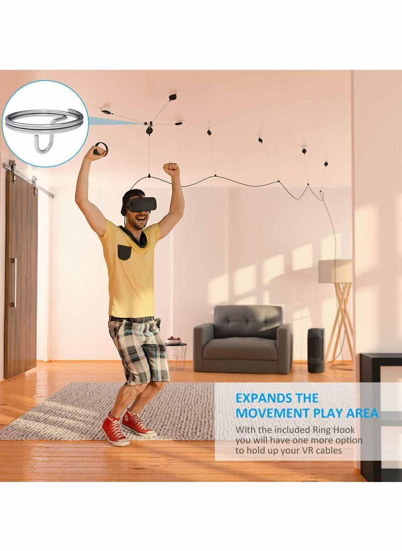 Excefore - VR Cable Management System, Ceiling Hooks with Retractable Carabiner, Retractable Ceiling Pulley System for Oculus Quest/Quest 2/HTC Vive/Vive Pro/Oculus Rift/Rift S[3 Packs,Black] - Image 1