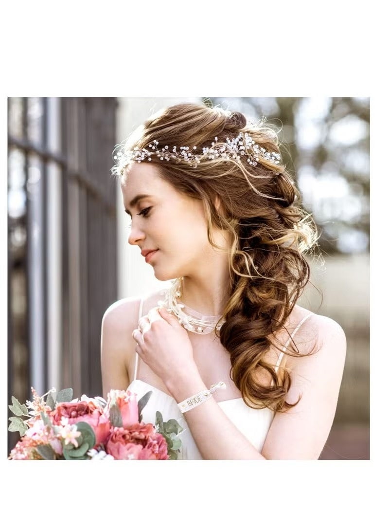 JOGAMS 11Pcs Hen Party Wristbands Set 1 White Bride Wristband and 10Pcs Pink Team Bride Wristband with Rose Gold Lettering for Bachelorette Party Wedding Bridal Shower Decorations Bridal Shower - Image 3