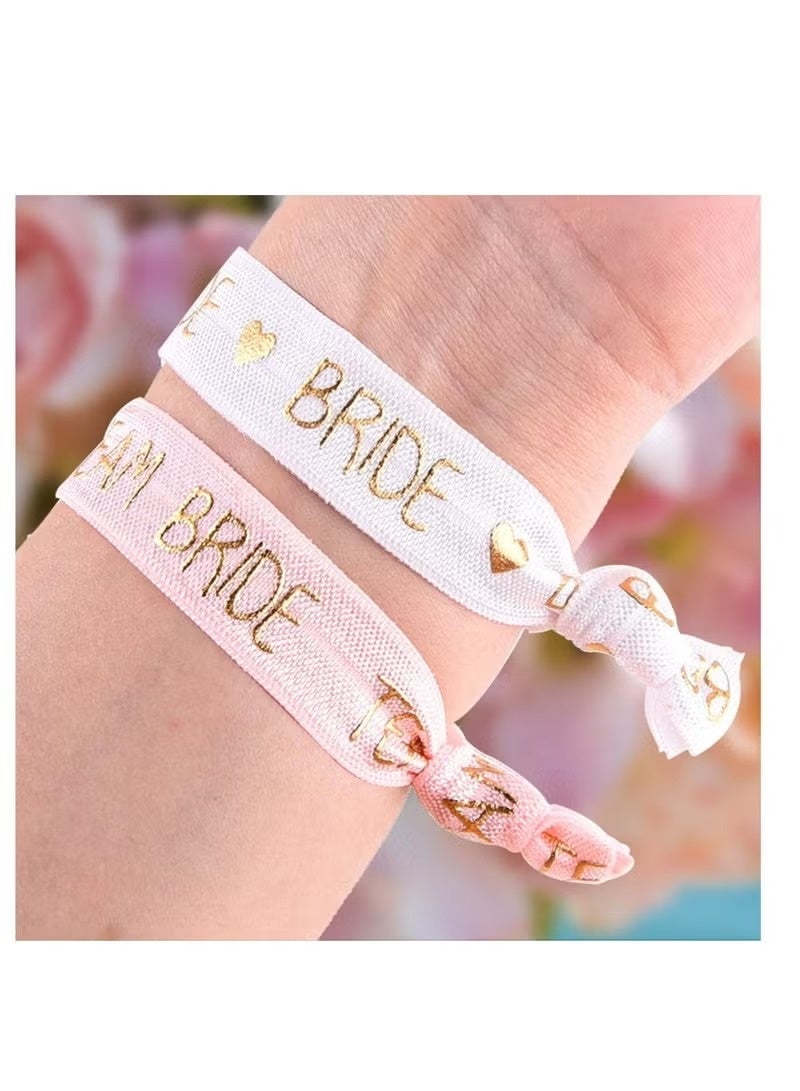 JOGAMS 11Pcs Hen Party Wristbands Set 1 White Bride Wristband and 10Pcs Pink Team Bride Wristband with Rose Gold Lettering for Bachelorette Party Wedding Bridal Shower Decorations Bridal Shower - Image 5