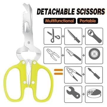 MVM Enterprise Multifunctional Kitchen Scissor Stainless Steel Shears Heavy Duty Culinary 7 in 1 Household Scissors with Magnetic Holder for Chicken Fish Cutting Cutter Opener Slicer Pack of 1 - Image 3