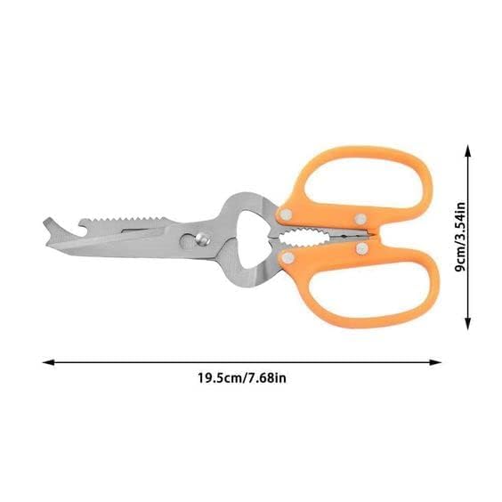 MVM Enterprise Multifunctional Kitchen Scissor Stainless Steel Shears Heavy Duty Culinary 7 in 1 Household Scissors with Magnetic Holder for Chicken Fish Cutting Cutter Opener Slicer Pack of 1 - Image 2