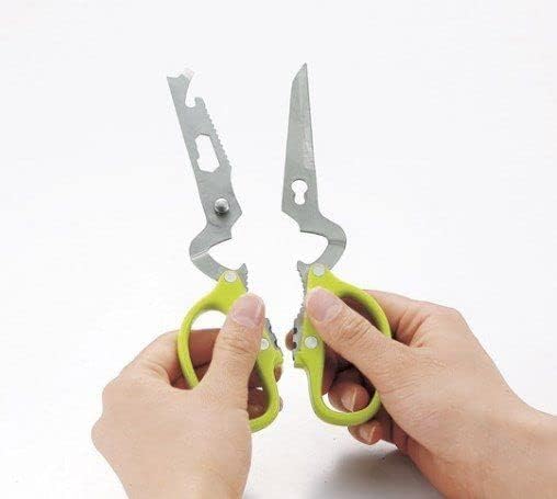 MVM Enterprise Multifunctional Kitchen Scissor Stainless Steel Shears Heavy Duty Culinary 7 in 1 Household Scissors with Magnetic Holder for Chicken Fish Cutting Cutter Opener Slicer Pack of 1 - Image 4