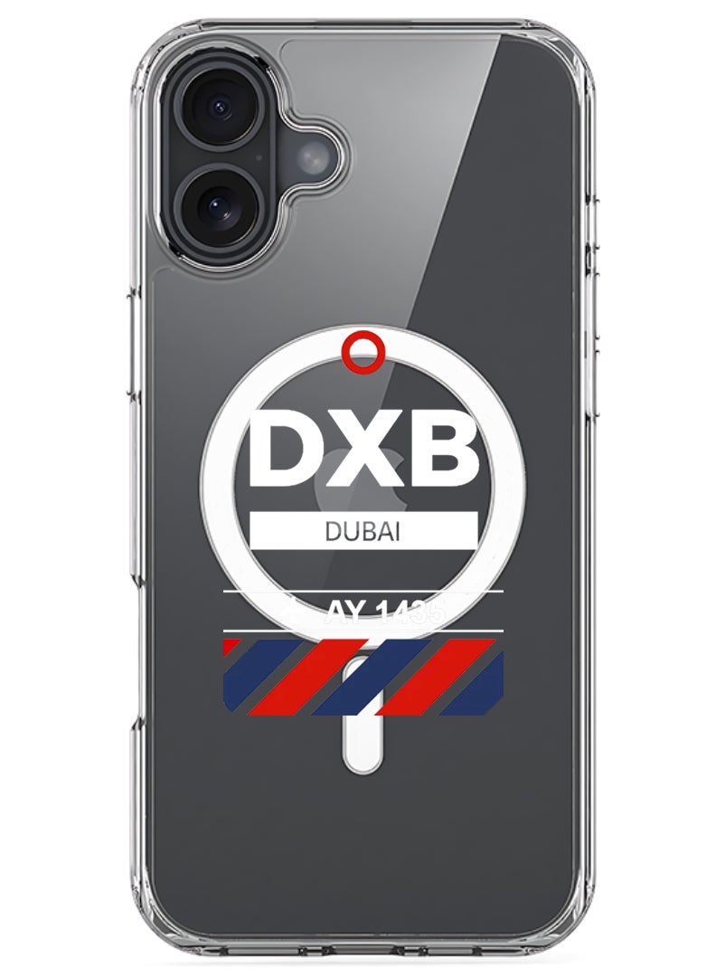 Theodor حافظة مغناطيسية لجهاز آبل آيفون 17 متوافقة مع شحن ماغسيف اللاسلكي، غلاف هاتف مقاوم للصدمات - مطار دبي - أبيض - Image 1