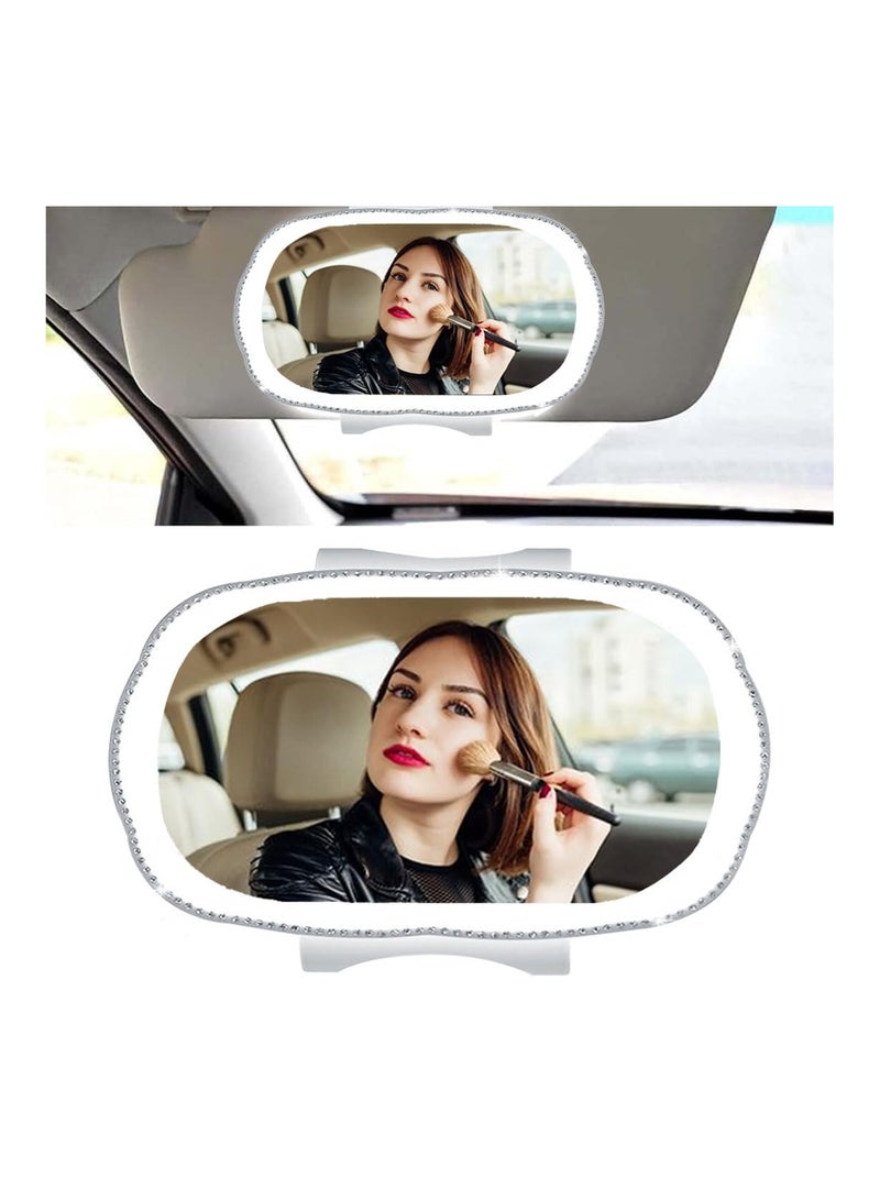 SOLARAE Car Visor Mirror, Car Visor Mirror Clip On, Rechargeable Makeup and Mirror Car Dimmable, Touch Screen, Car Visor Vanity Mirror Can Also Be a Holiday Gift, for Most Cars, Truck and SUV(White)(1 Pack) - Image 1