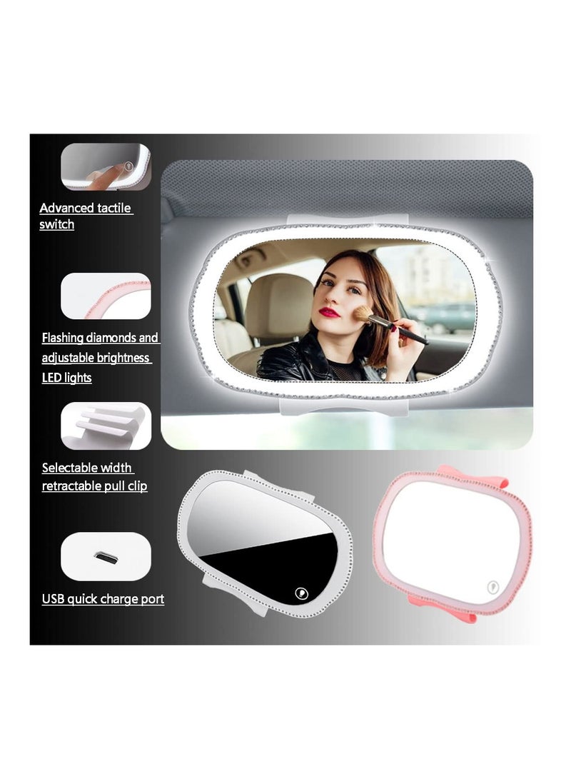 SOLARAE Car Visor Mirror, Car Visor Mirror Clip On, Rechargeable Makeup and Mirror Car Dimmable, Touch Screen, Car Visor Vanity Mirror Can Also Be a Holiday Gift, for Most Cars, Truck and SUV(White)(1 Pack) - Image 2