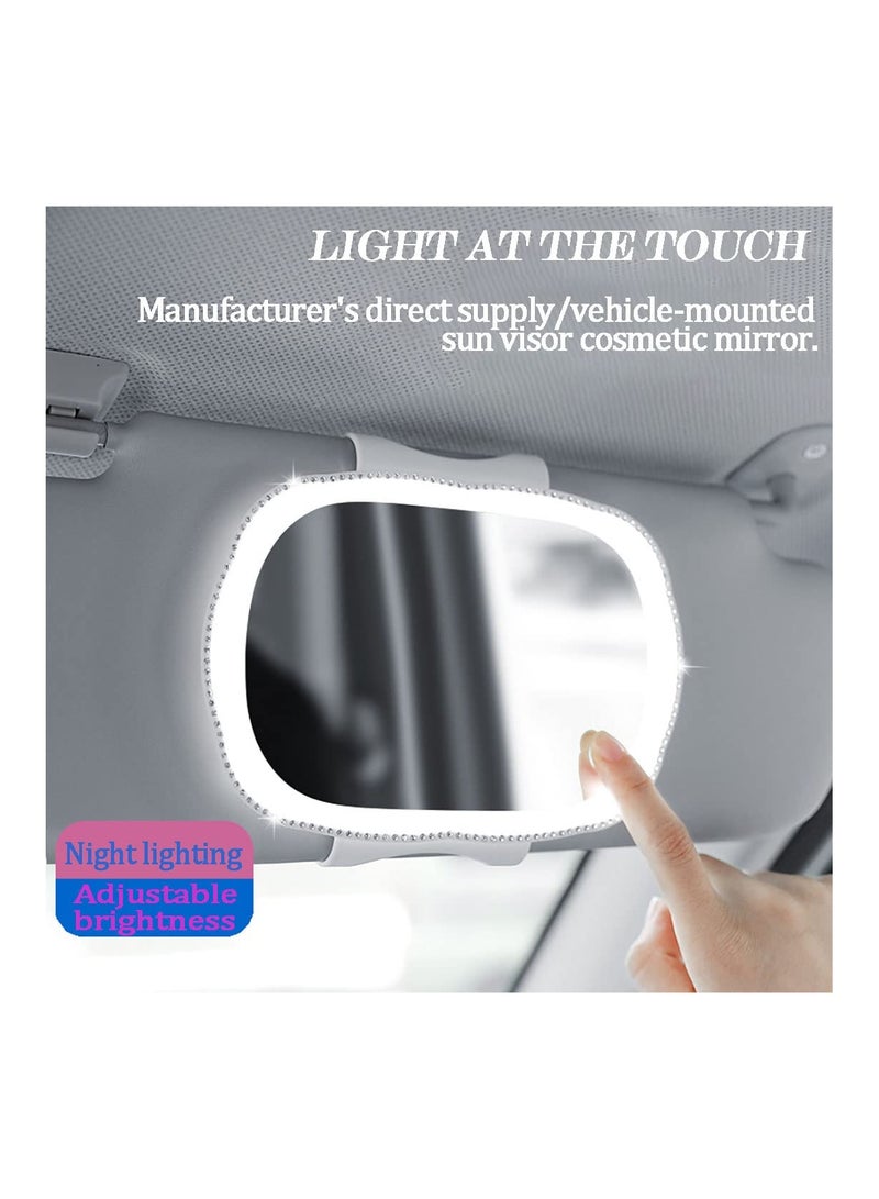 SOLARAE Car Visor Mirror, Car Visor Mirror Clip On, Rechargeable Makeup and Mirror Car Dimmable, Touch Screen, Car Visor Vanity Mirror Can Also Be a Holiday Gift, for Most Cars, Truck and SUV(White)(1 Pack) - Image 3